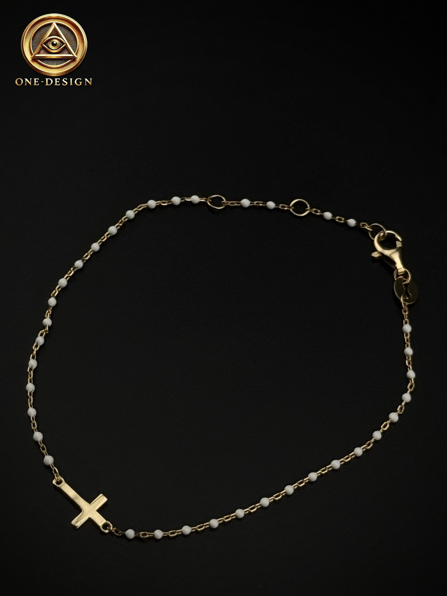 Fine white cross bracelet