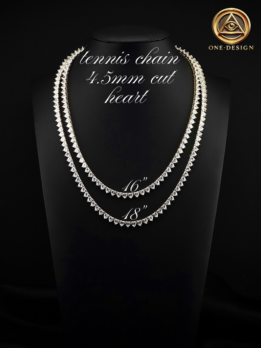 Tennis chain cut heart 4.5mm