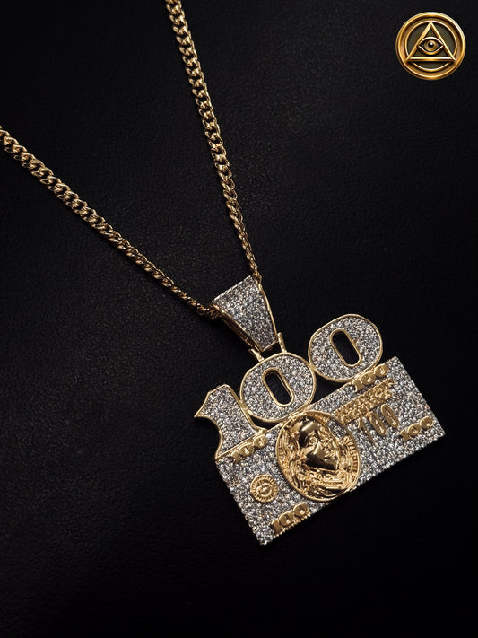 $100 BILL PENDANT — Dije Billete Iced