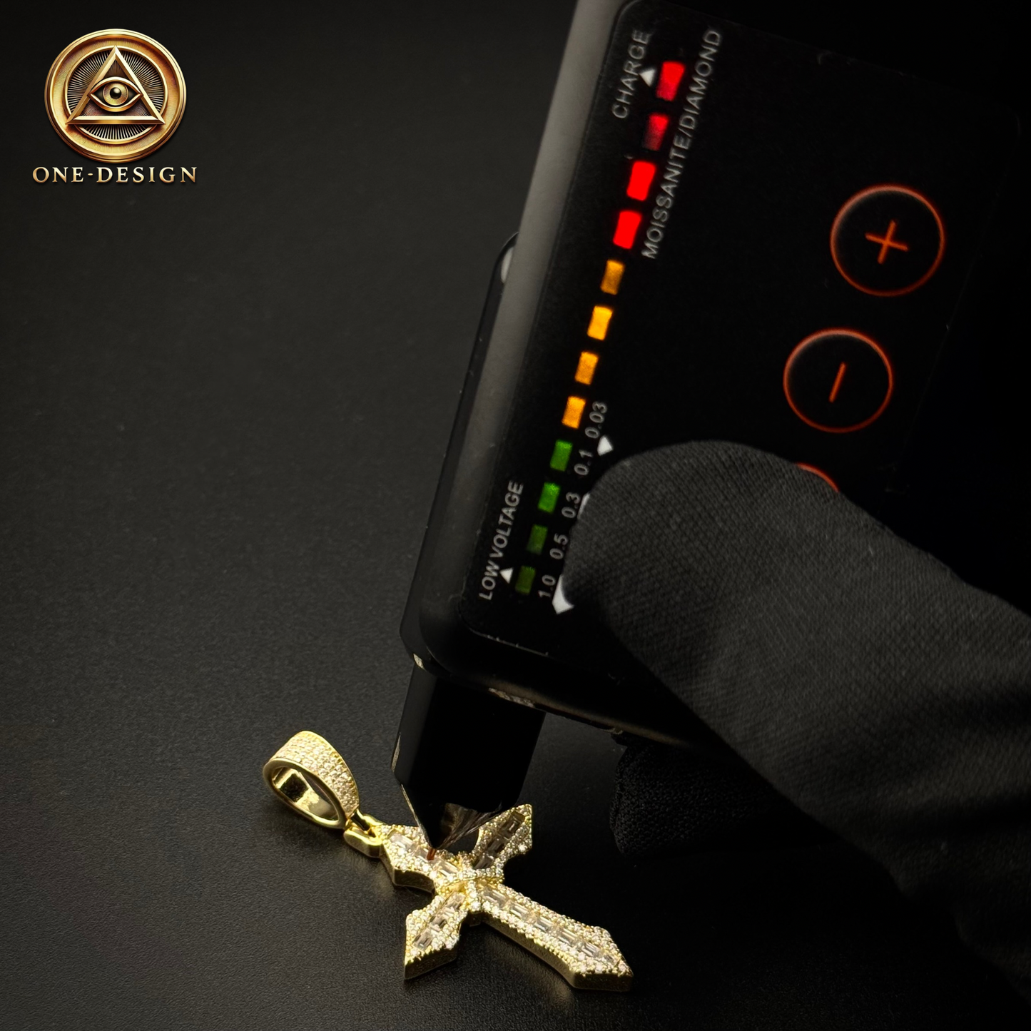 Moissanite infinity cross