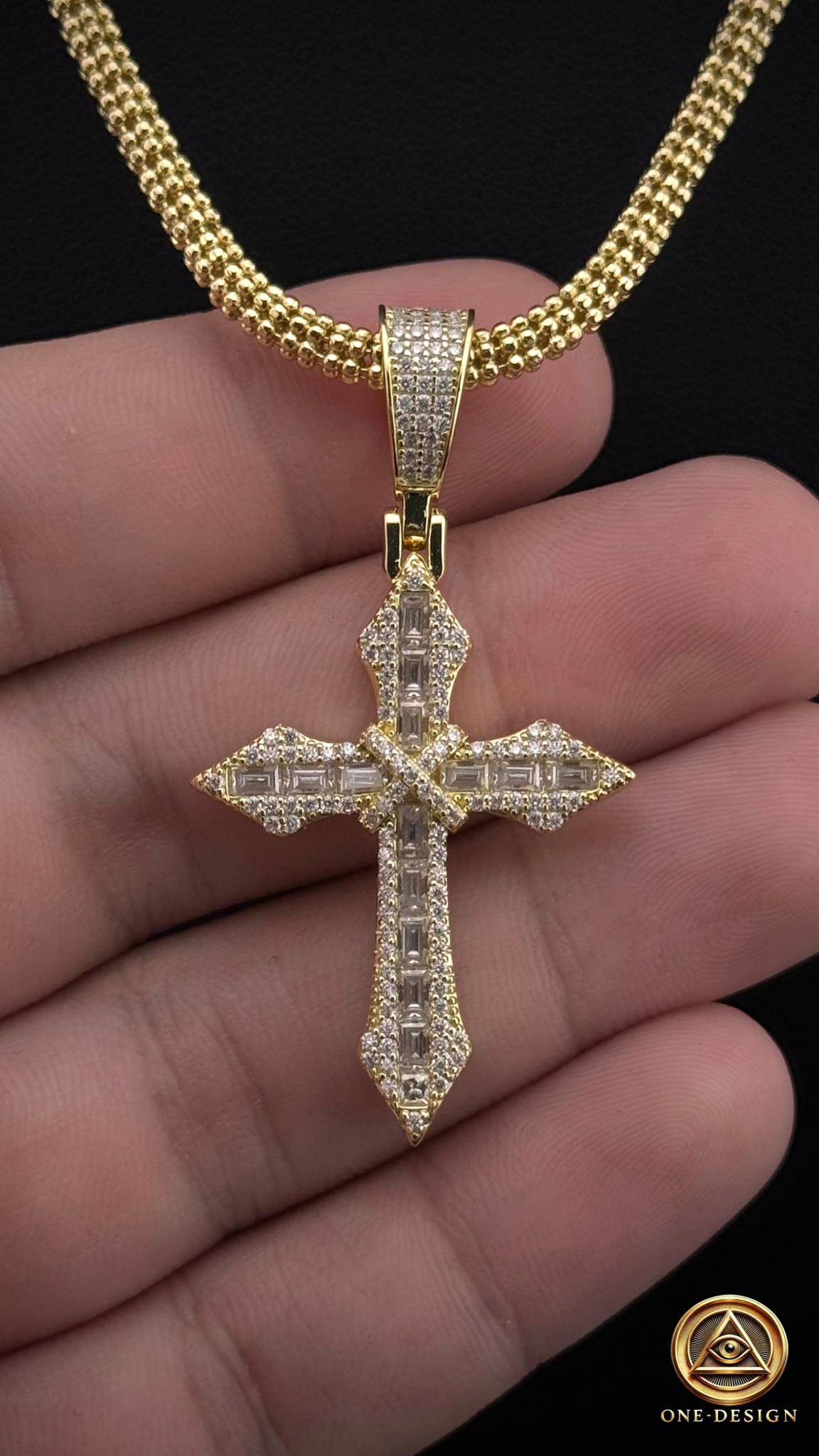 Moissanite infinity cross