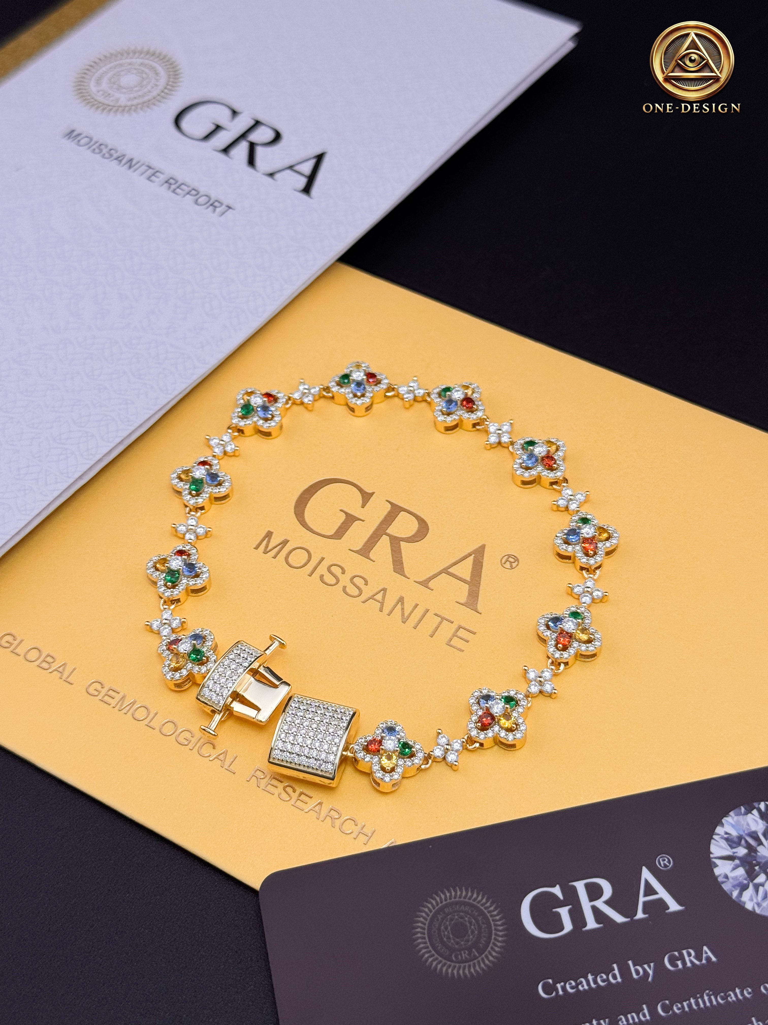 Moissanite rainbow flower 10mm