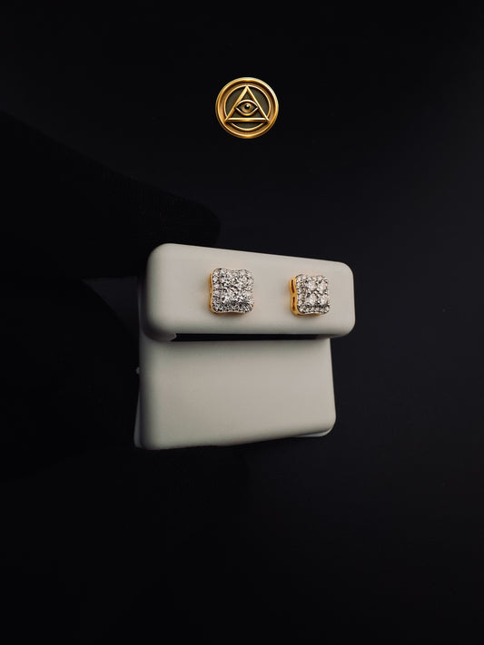 VVSD CLUSTER STUDS — Aretes Cuadrados Iced 7mm