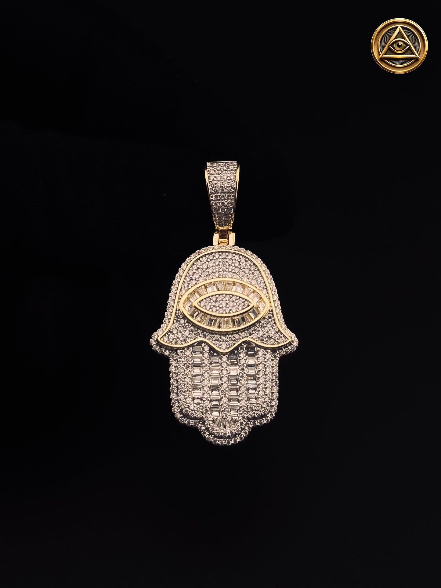 HAMSA PENDANT — Dije Mano de Fátima Ojo Iced