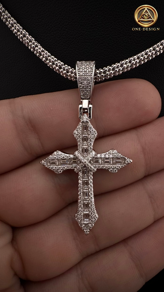 Moissanite infinity cross