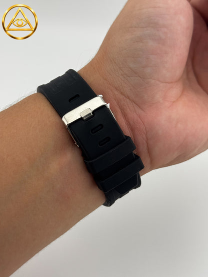 SUNBURST ICED WATCH BLACK DIAL — Reloj Tonneau Skeleton Iced Out Fondo Negro