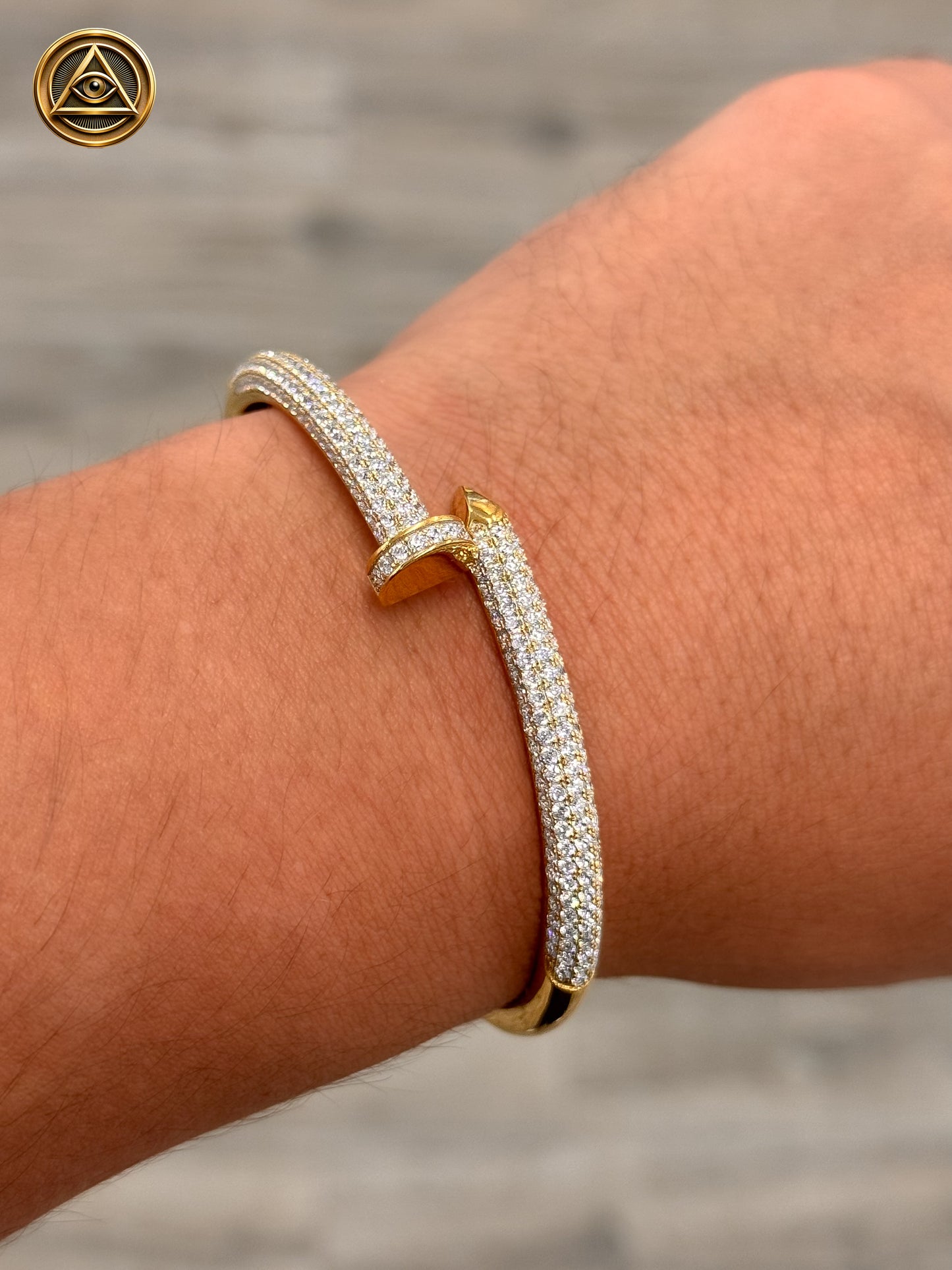 NAIL BANGLE PREMIUM — Brazalete Clavo Iced Plata 925