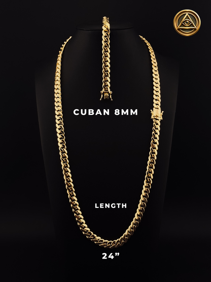 MIAMI CUBAN SET — Cadena y Pulsera Eslabón Cubano 8mm