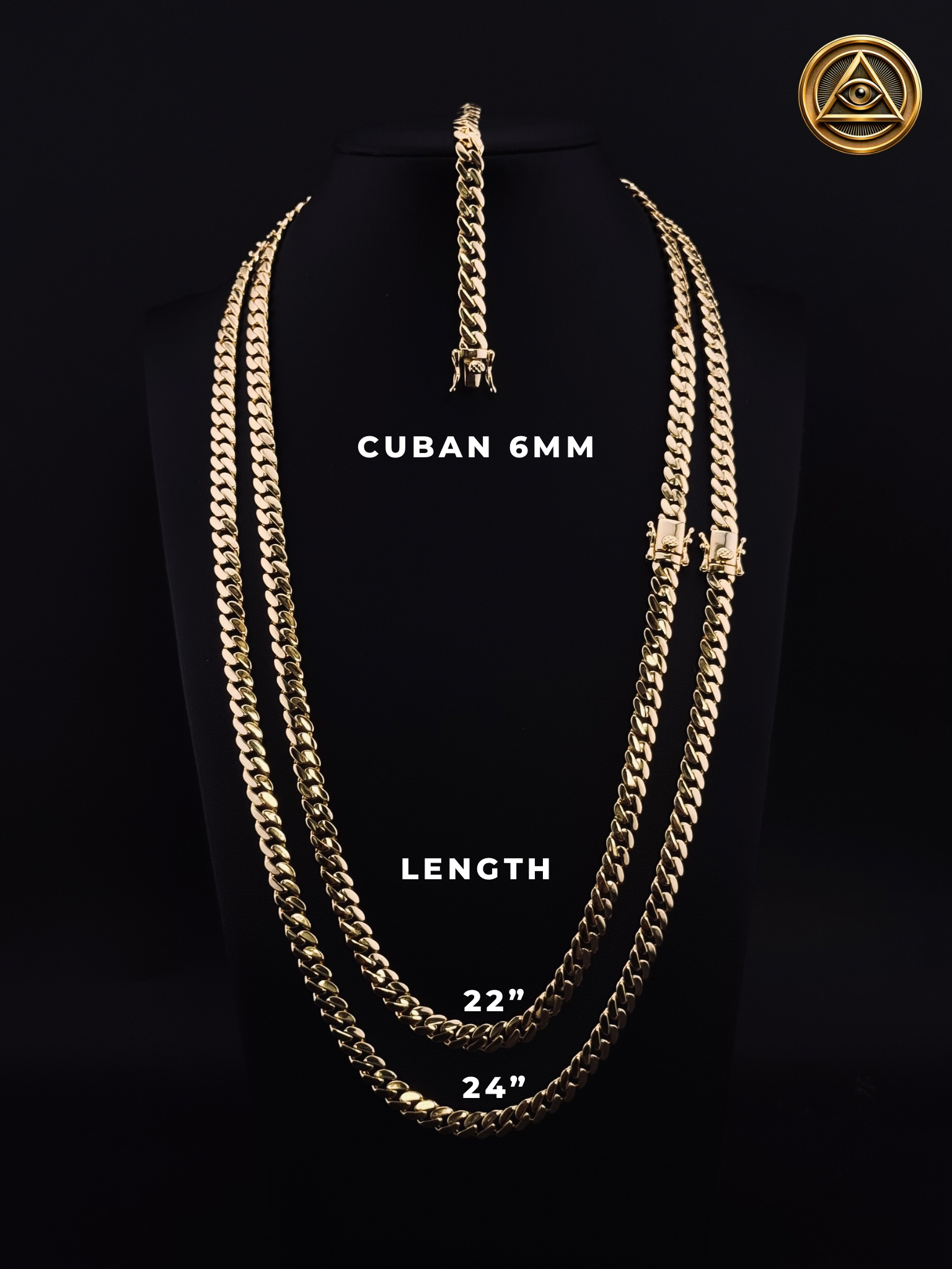 SET CUBAN RHODIUM 6MM — Cuban Link Gold 14K