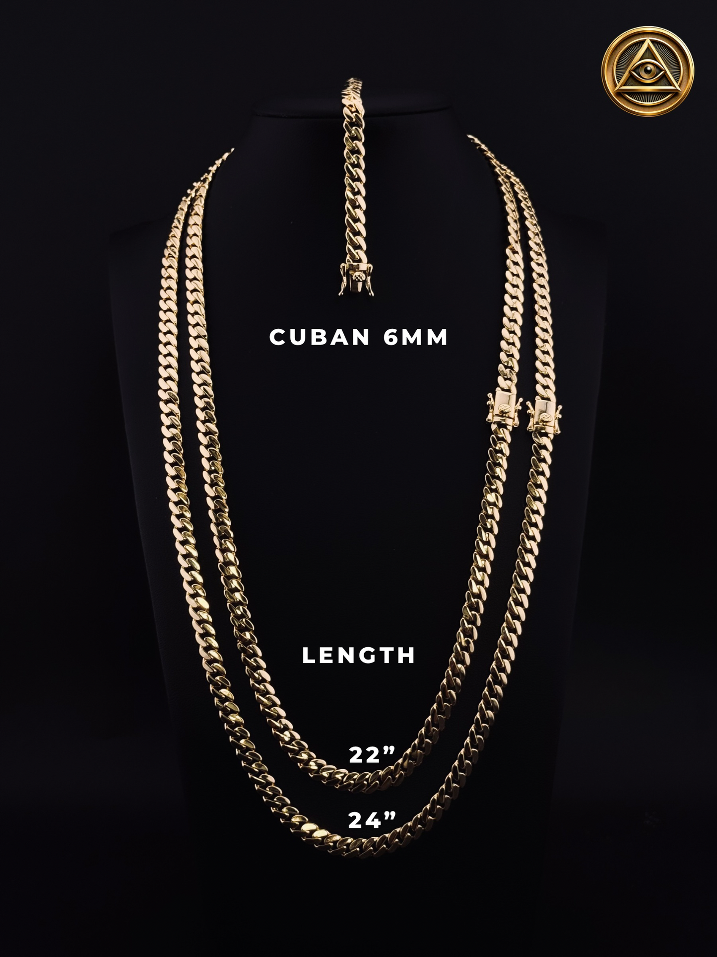 SET CUBAN RHODIUM 6MM — Cuban Link Gold 14K