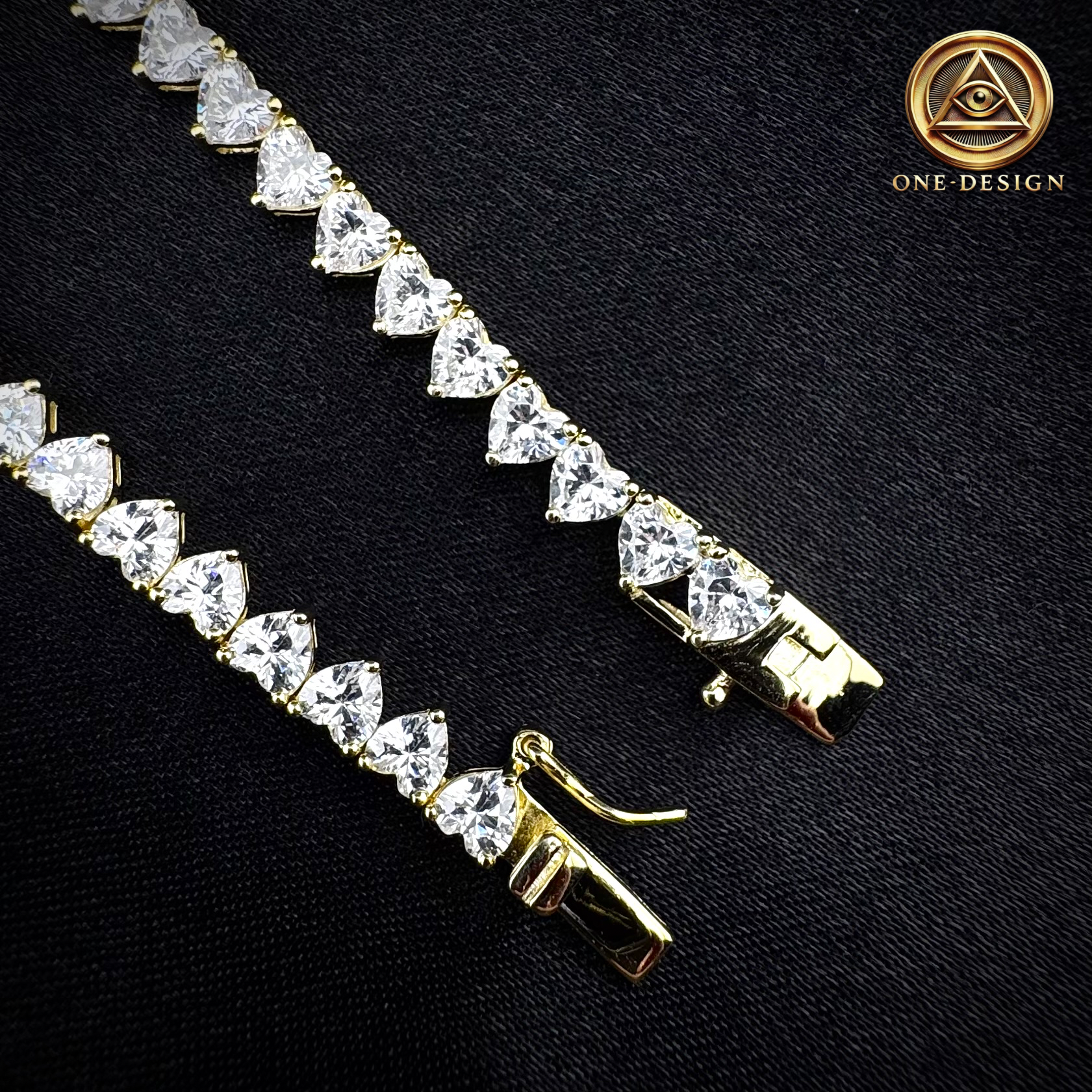 Tennis chain cut heart 4.5mm