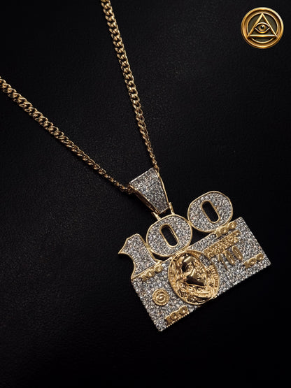$100 BILL PENDANT — Dije Billete Iced