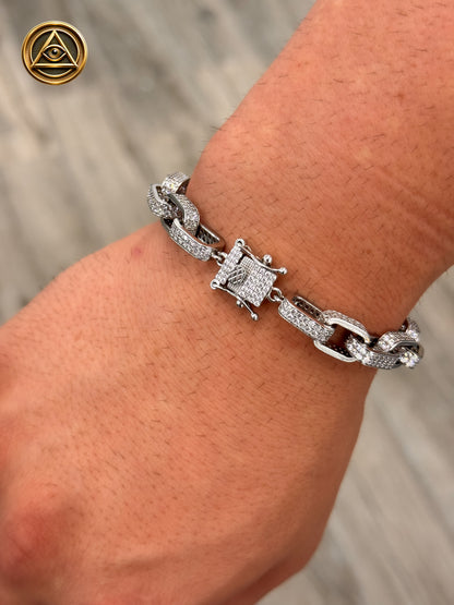 TWIST LINK BRACELET 925 — Pulsera Eslabón Torcido Candado Iced