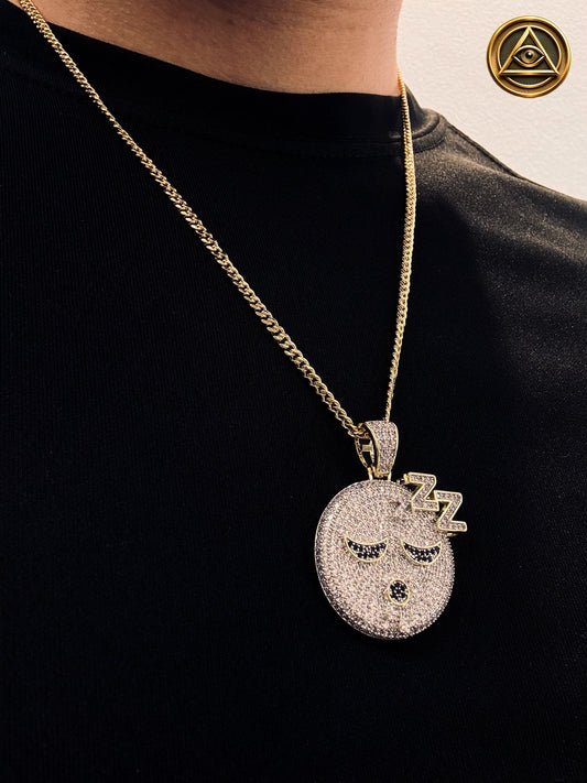 SLEEPY FACE PENDANT — Dije Emoji ZZZ Iced