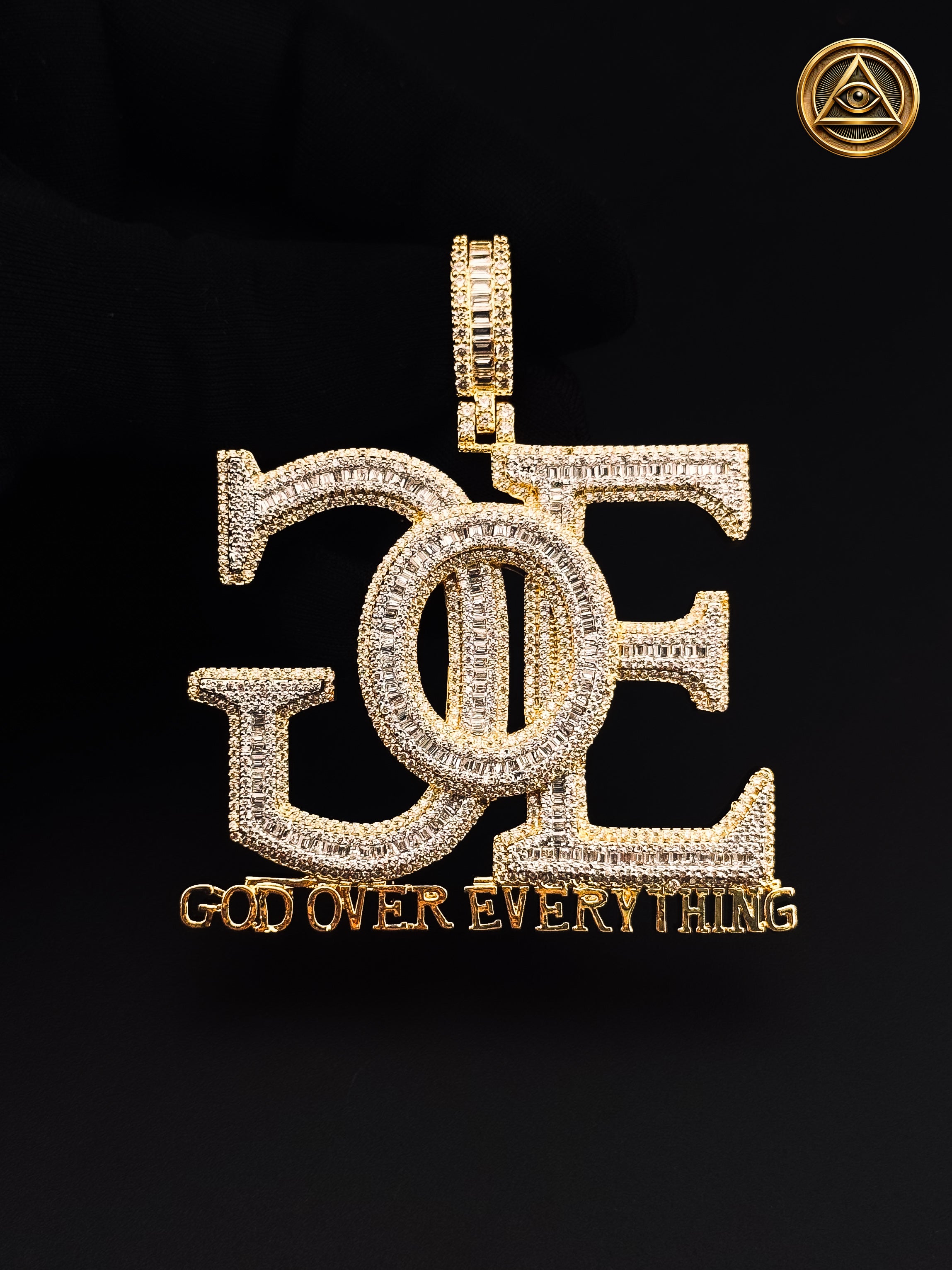GOD OVER EVERYTHING PENDANT — Dije GOE Baguette