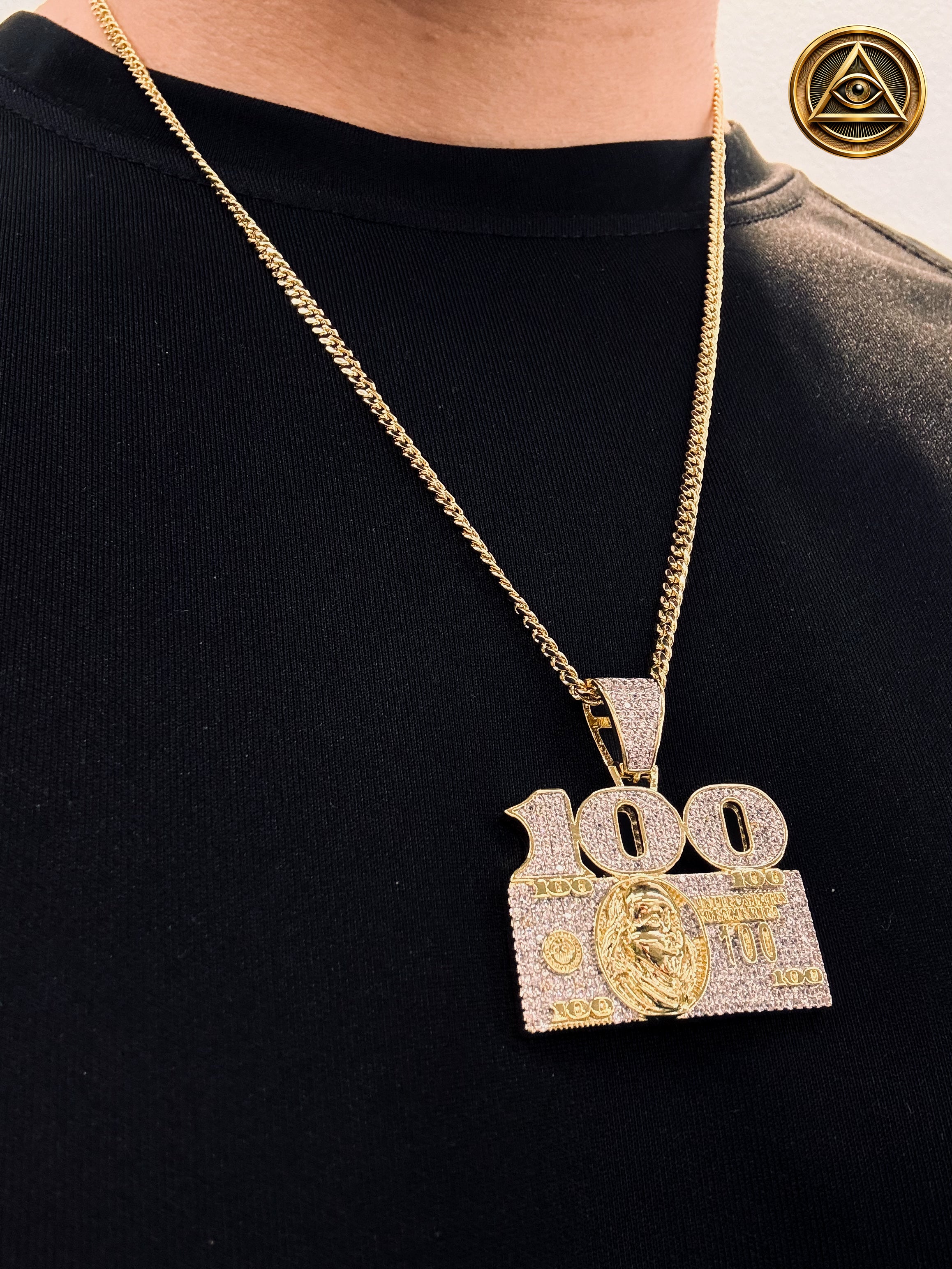 $100 BILL PENDANT — Dije Billete Iced