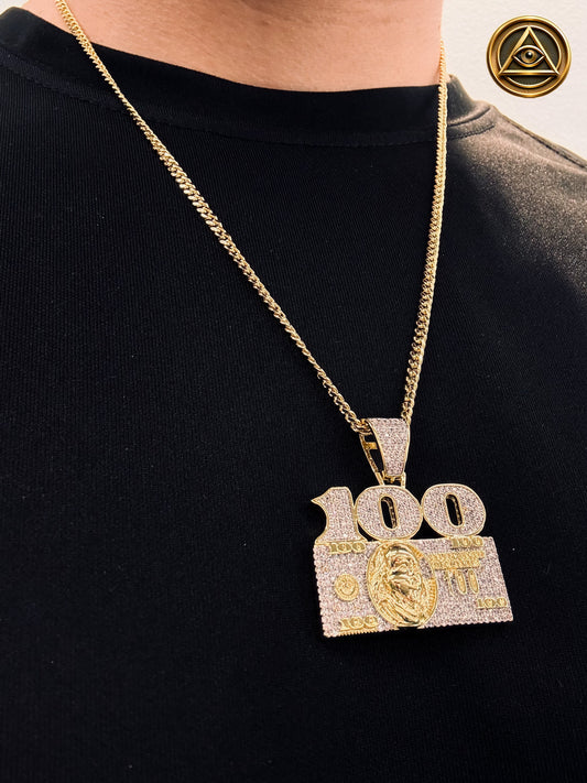 $100 BILL PENDANT — Dije Billete Iced