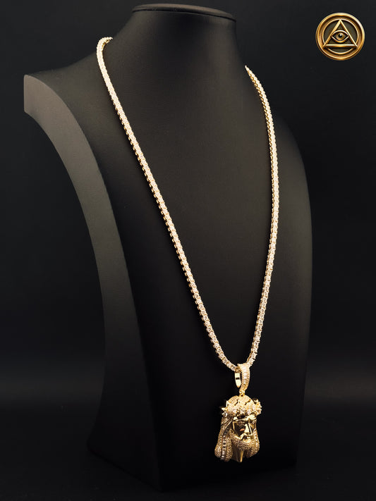 SET TENNIS CHRIST FACE — Tennis Chain + Pendant Cristo