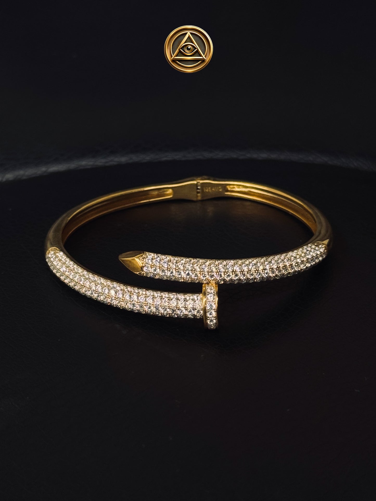 NAIL BANGLE PREMIUM — Brazalete Clavo Iced Plata 925