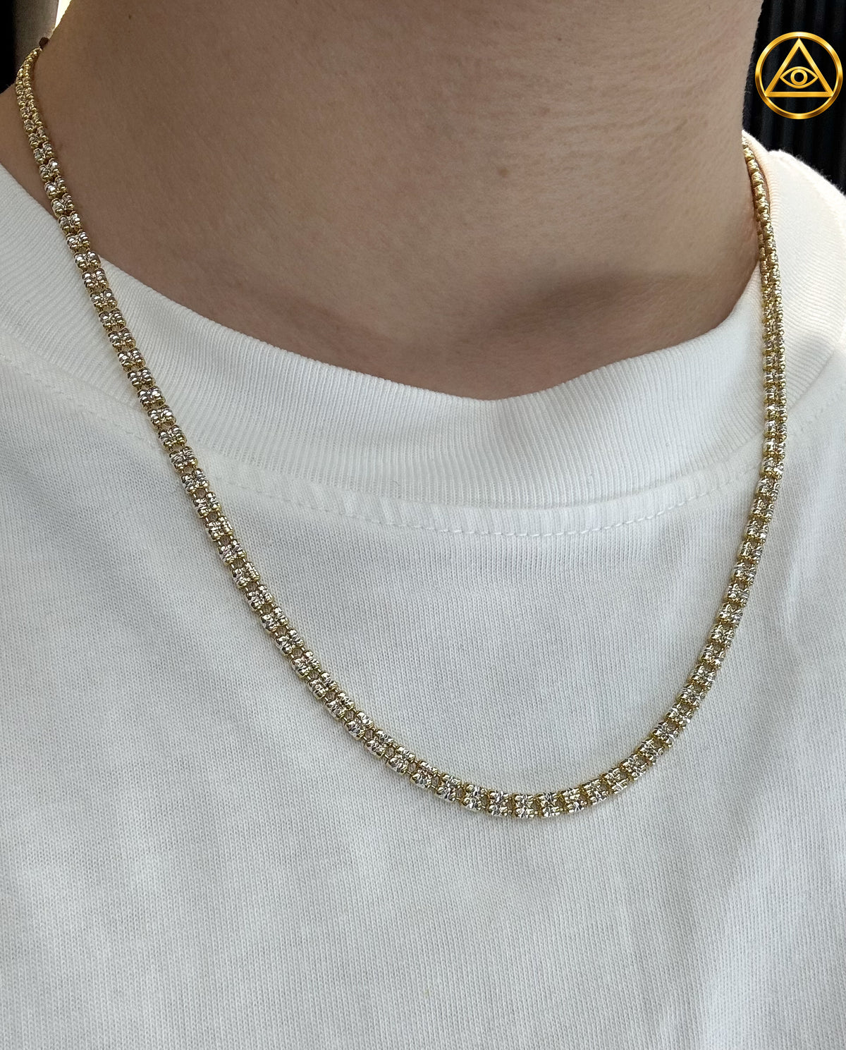 925 ICE FANCY CHAIN 2MM — Cadena Fancy Bicolor Diamantada 22"