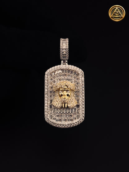 JESUS DOG TAG PENDANT — Dije Placa Rostro Baguette Iced