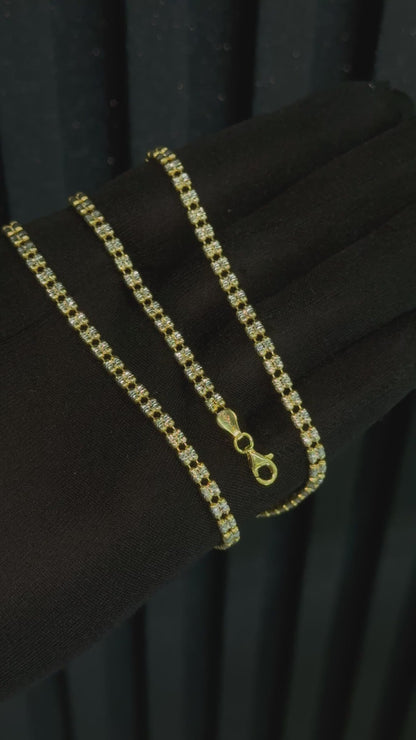 925 ICE FANCY CHAIN 2MM — Cadena Fancy Bicolor Diamantada 22"